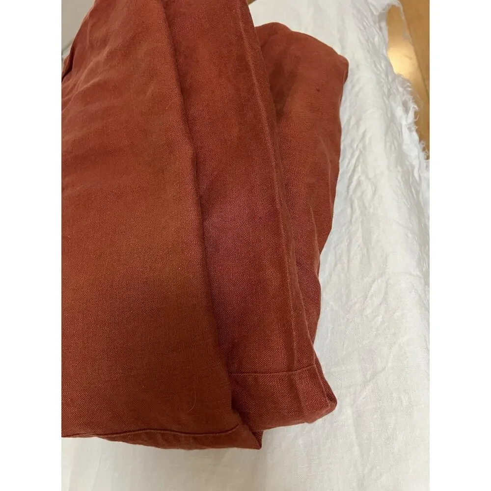 POTTERY BARN 100% FLAX LINEN DUVET COVER Twin Rust RED BERRY
